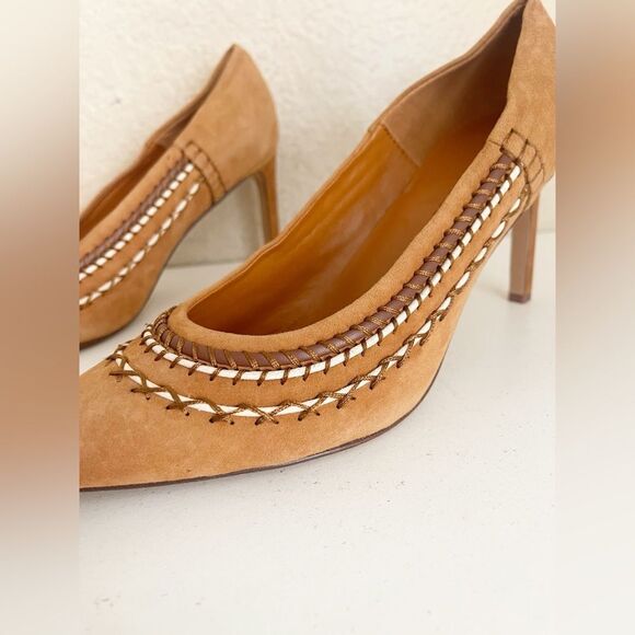 Ulla Johnson Blanca Whipstitch brown suede heels.  Lux boho 38/7.5 8  NEW - Picture 8 of 17